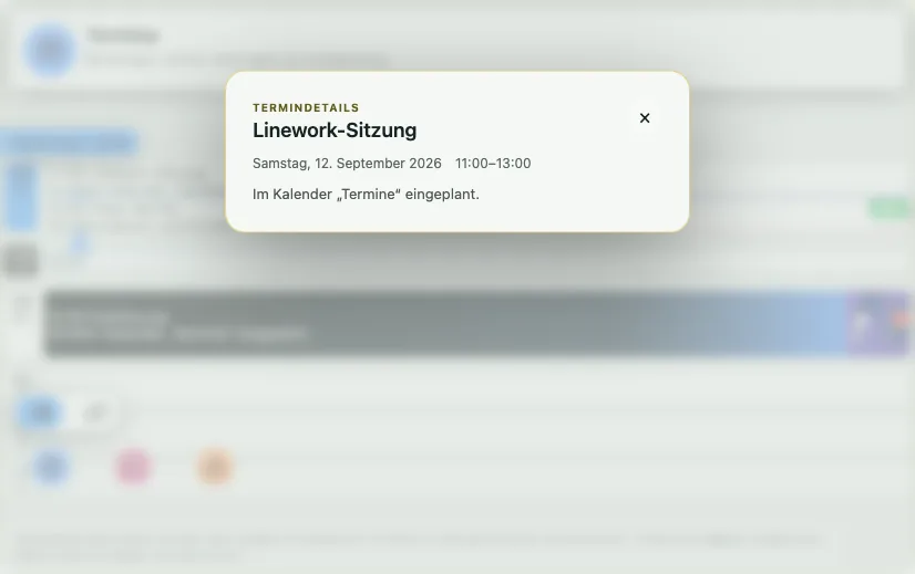 SotiDo-Kalender mit privaten Details eines Kundentermins für eine Tattoo-Sitzung
