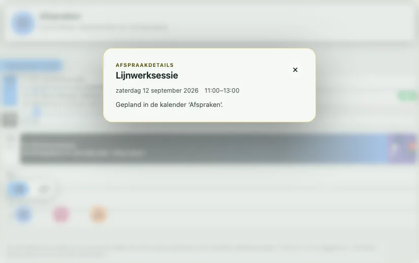 SotiDo-agenda met privégegevens van een klantafspraak voor een tattoosessie